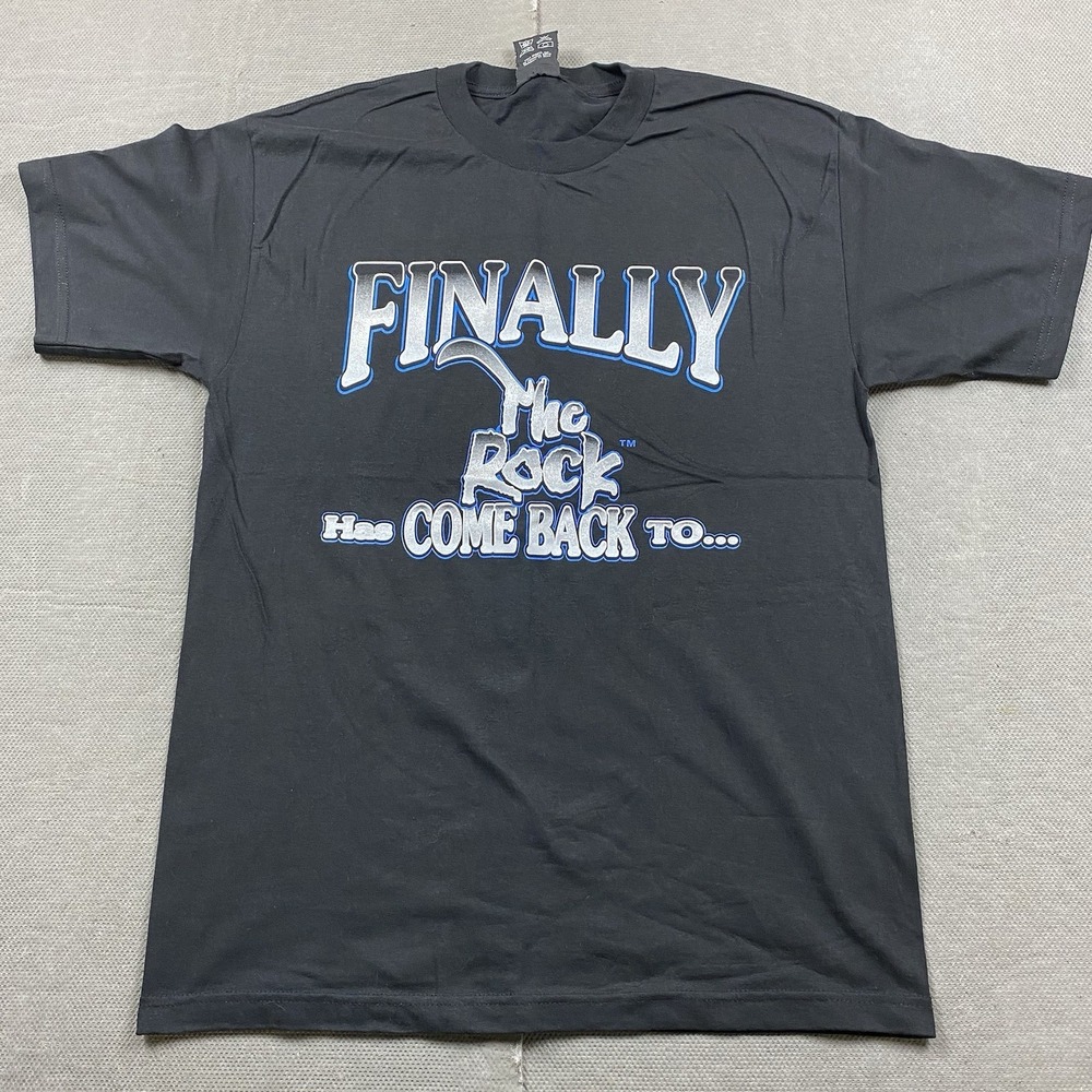 Vintage WWF WWE Shirt Mens Large Finally The Rock Has Come Back To Boston Black
